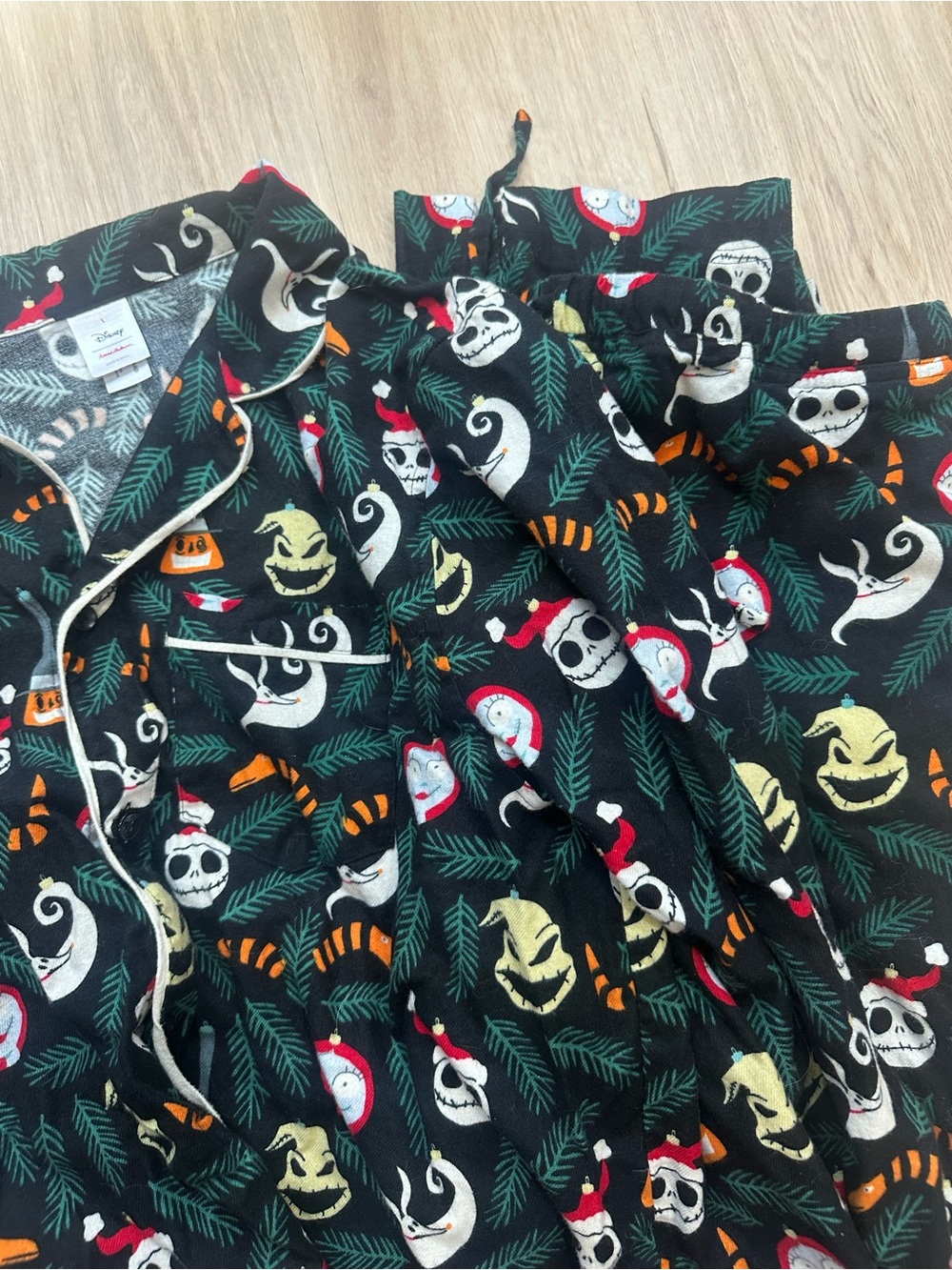 Women’s Disney Black Holiday Character Pajama set with Green and Orange Accents - Picture 3 of 5
